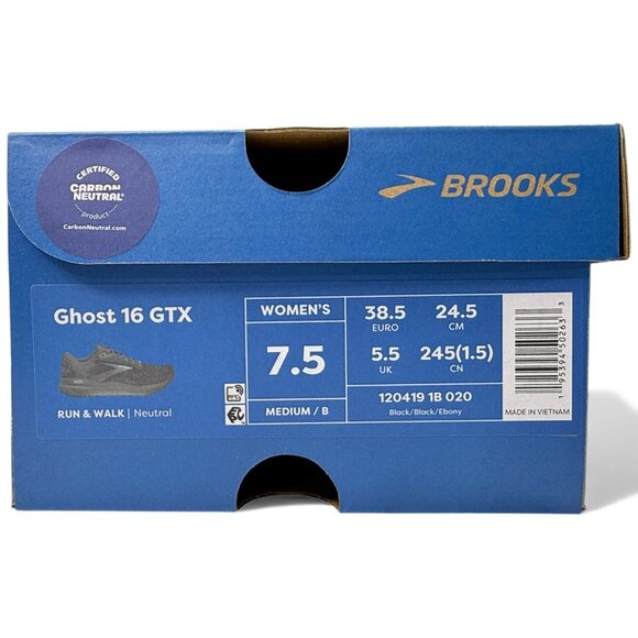 Brooks Ghost 16 GTX Women’s Running Shoes Black Size 7.5 New w/ Box - Picture 11 of 15